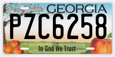 GA license plate PZC6258