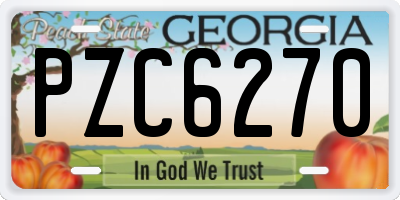 GA license plate PZC6270