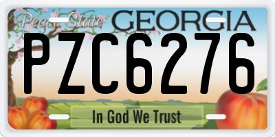 GA license plate PZC6276