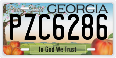 GA license plate PZC6286
