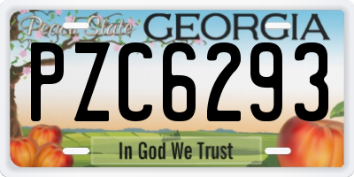 GA license plate PZC6293