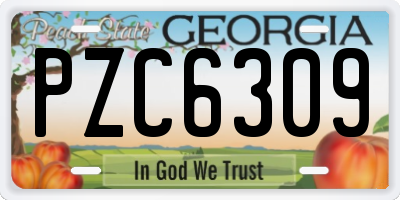 GA license plate PZC6309