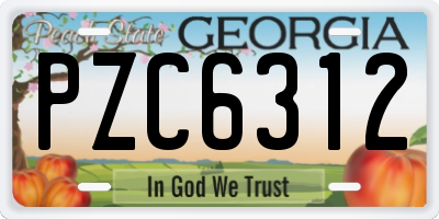 GA license plate PZC6312