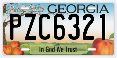 GA license plate PZC6321