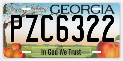 GA license plate PZC6322