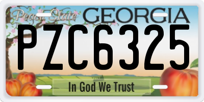 GA license plate PZC6325