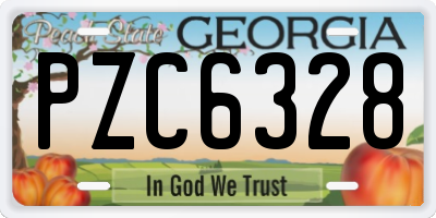GA license plate PZC6328