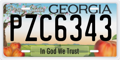 GA license plate PZC6343
