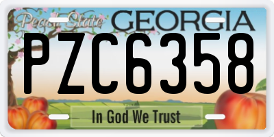 GA license plate PZC6358