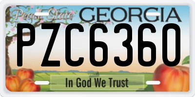 GA license plate PZC6360