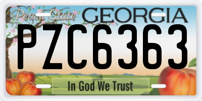 GA license plate PZC6363