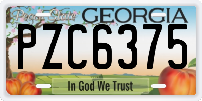 GA license plate PZC6375