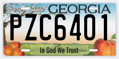 GA license plate PZC6401
