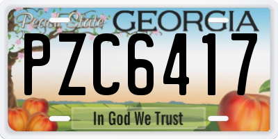 GA license plate PZC6417