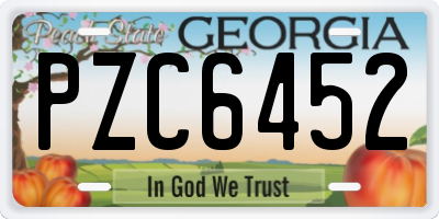 GA license plate PZC6452