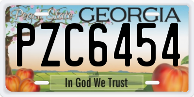 GA license plate PZC6454