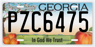 GA license plate PZC6475