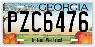 GA license plate PZC6476