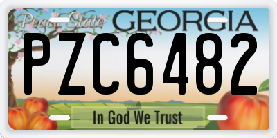 GA license plate PZC6482