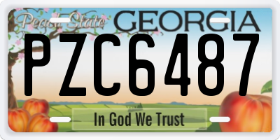 GA license plate PZC6487
