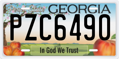 GA license plate PZC6490