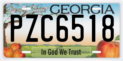 GA license plate PZC6518