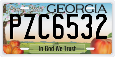 GA license plate PZC6532