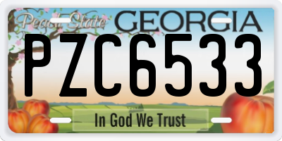 GA license plate PZC6533