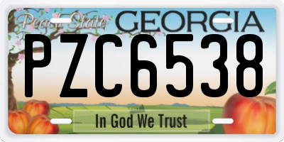GA license plate PZC6538