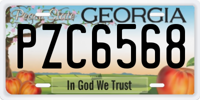 GA license plate PZC6568
