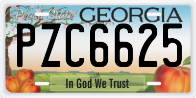 GA license plate PZC6625
