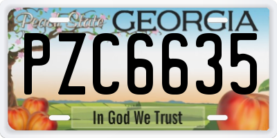 GA license plate PZC6635