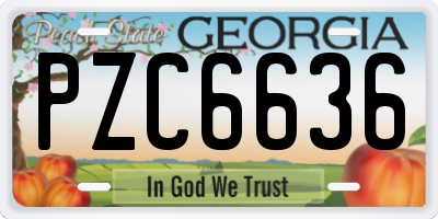 GA license plate PZC6636