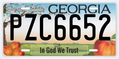 GA license plate PZC6652