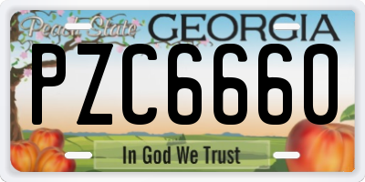 GA license plate PZC6660