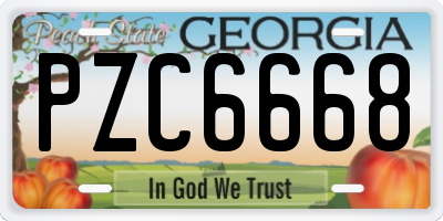 GA license plate PZC6668
