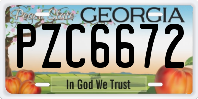 GA license plate PZC6672