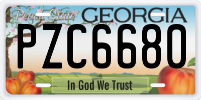 GA license plate PZC6680