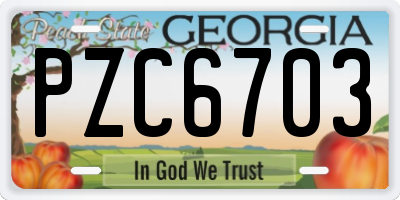 GA license plate PZC6703