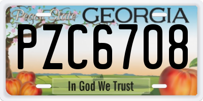 GA license plate PZC6708