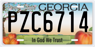 GA license plate PZC6714