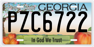 GA license plate PZC6722