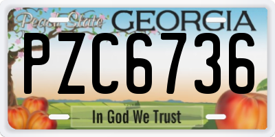 GA license plate PZC6736