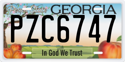 GA license plate PZC6747