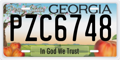GA license plate PZC6748