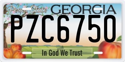 GA license plate PZC6750