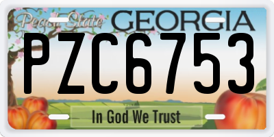 GA license plate PZC6753