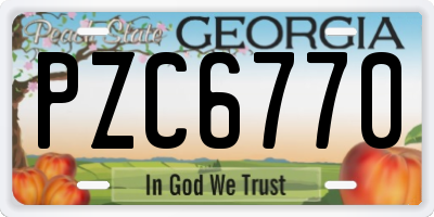 GA license plate PZC6770