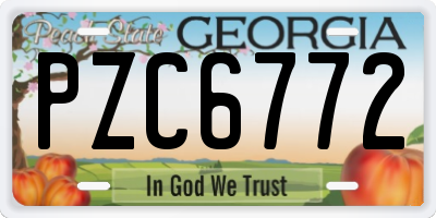 GA license plate PZC6772