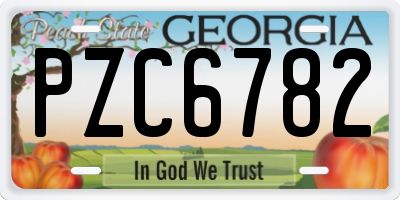 GA license plate PZC6782